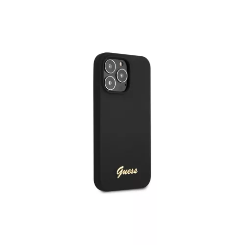 Guess GUHCP13XLSLMGBK iPhone 13 Pro Max 6.7" készülékhez kemény tok Silicone Script Gold Logo fekete