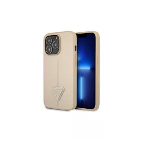   Guess GUHCP13LPSATLE iPhone 13 Pro/13 (6,1") készülékhez keménytok, SaffianoTriangle Logo, bézs
