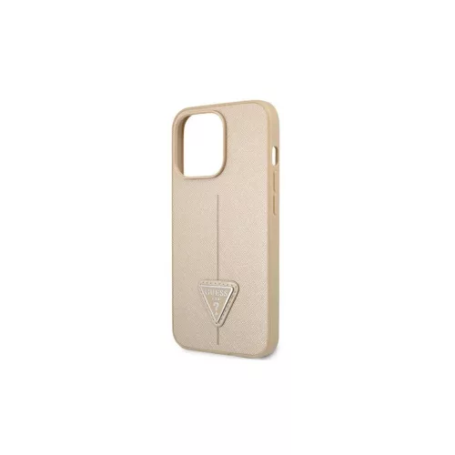 Guess GUHCP13LPSATLE iPhone 13 Pro/13 (6,1") készülékhez keménytok, SaffianoTriangle Logo, bézs