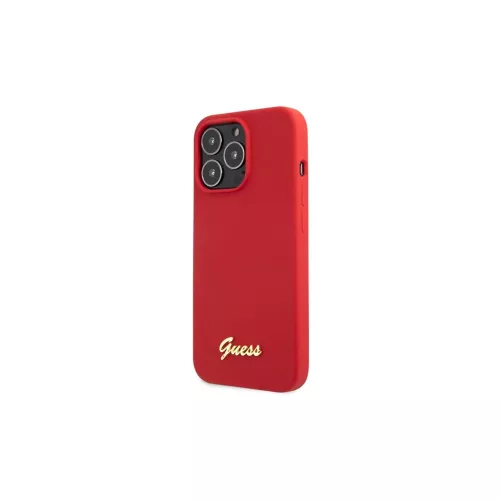 Guess GUHCP13XLSLMGRE iPhone 13 Pro Max 6.7" készülékhez szilikon kemény tok Vintage Gold Logo bordó
