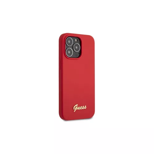 Guess GUHCP13XLSLMGRE iPhone 13 Pro Max 6.7" készülékhez szilikon kemény tok Vintage Gold Logo bordó