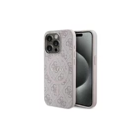   Guess GUHMP15XG4GFRP iPhone 15 Pro Max készülékhez 6.7" kemény tok 4G Collection Leather Metal Logo Mag rózsaszín