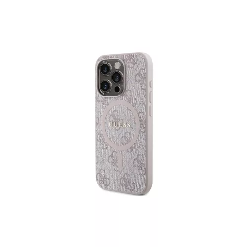 Guess GUHMP15XG4GFRP iPhone 15 Pro Max készülékhez 6.7" kemény tok 4G Collection Leather Metal Logo Mag rózsaszín