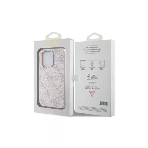Guess GUHMP15XG4GFRP iPhone 15 Pro Max készülékhez 6.7" kemény tok 4G Collection Leather Metal Logo Mag rózsaszín