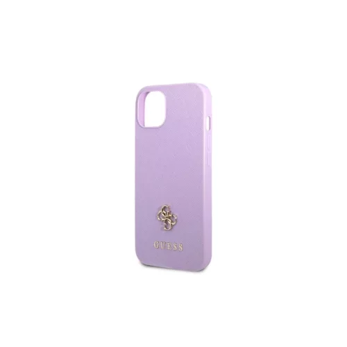 Guess GUHCP13SPS4MU iPhone 13 mini készülékhez kemény tok Saffiano 4G Small Metal Logo lila