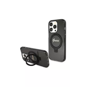   Guess GUHMP13LHRSGSK iPhone 13 Pro / 13 (6.1") készülékhez kemény tok Ring Stand Script Glitter MagSafe fekete