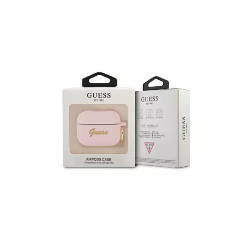 Guess GUAPSSSI AirPods Pro készülékhez tok rózsaszín Silicone Vintage Script