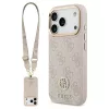 Guess 4G Strass Logo & Big Strap tok – Metal Buttons MagSafe, iPhone 17 Pro készülékhez – rózsaszín