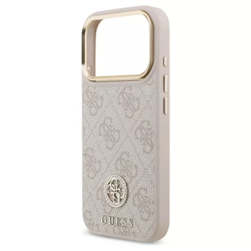 Guess 4G Strass Logo & Big Strap tok – Metal Buttons MagSafe, iPhone 17 Pro készülékhez – rózsaszín