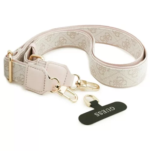 Guess 4G Strass Logo & Big Strap tok – Metal Buttons MagSafe, iPhone 17 Pro készülékhez – rózsaszín