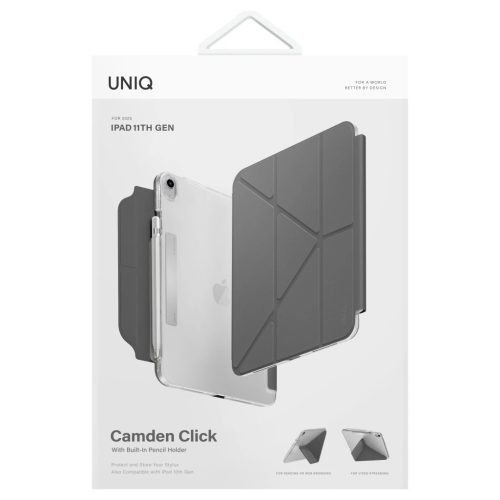 Tok UNIQ Camden Click iPad 11" A16 (2025) készülékhez / iPad 10.9" 10 gen. (2022) készülékhez szürke
