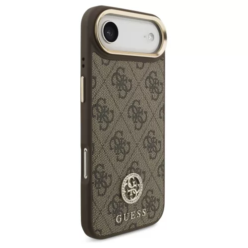 Guess 4G Strass Logo & Big Strap Metal Buttons MagSafe tok iPhone Air készülékhez barna