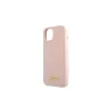 Guess GUHMP13MLSLMGLP iPhone 13 / 14 /15 6,1" készülékhez kemény tok Silicone Script Gold Logo Magsaf világos rózsaszín