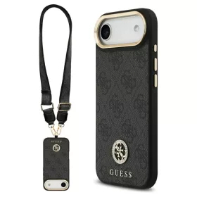   Guess 4G Strass Logo & Big Strap Metal Buttons MagSafe tok iPhone Air készülékhez fekete
