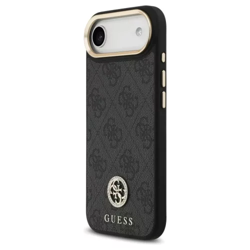 Guess 4G Strass Logo & Big Strap Metal Buttons MagSafe tok iPhone Air készülékhez fekete