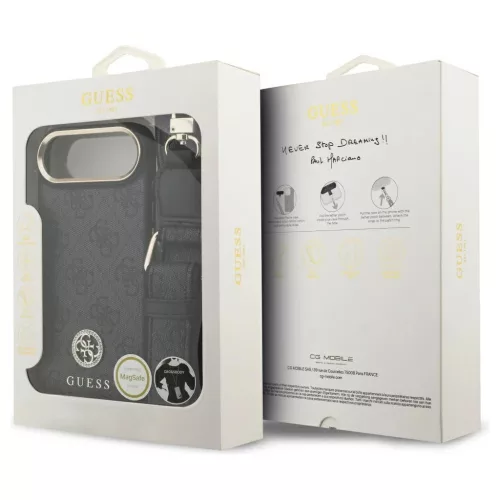 Guess 4G Strass Logo & Big Strap Metal Buttons MagSafe tok iPhone Air készülékhez fekete