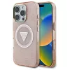 Guess IML Metal Glitter 4G Circle Triangle MagSafe tok iPhone 16 Pro Max készülékhez rózsaszín