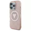 Guess IML Metal Glitter 4G Circle Triangle MagSafe tok iPhone 16 Pro Max készülékhez rózsaszín