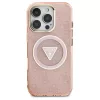 Guess IML Metal Glitter 4G Circle Triangle MagSafe tok iPhone 16 Pro Max készülékhez rózsaszín