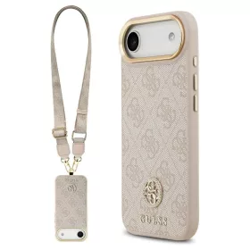   Guess 4G Strass Logo & Big Strap tok fém gombokkal, MagSafe, iPhone Air készülékhez, rózsaszín