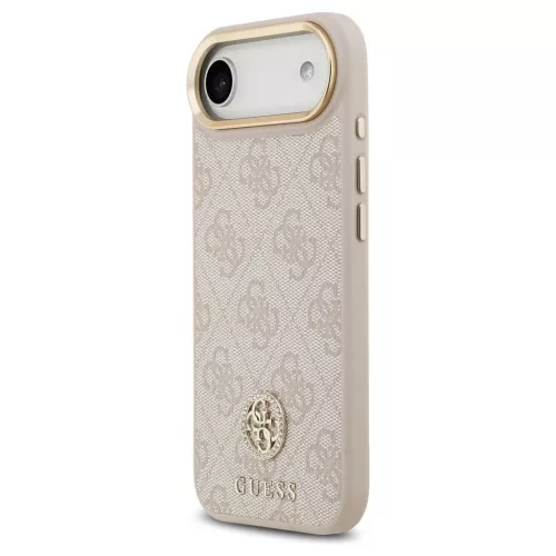 Guess 4G Strass Logo & Big Strap tok fém gombokkal, MagSafe, iPhone Air készülékhez, rózsaszín