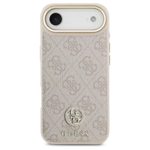 Guess 4G Strass Logo & Big Strap tok fém gombokkal, MagSafe, iPhone Air készülékhez, rózsaszín
