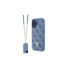   Guess GUHCP16SP4TDSCPB iPhone 16 6.1" készülékhez kemény tok Leather Metal Logo Strass Crossbody kék
