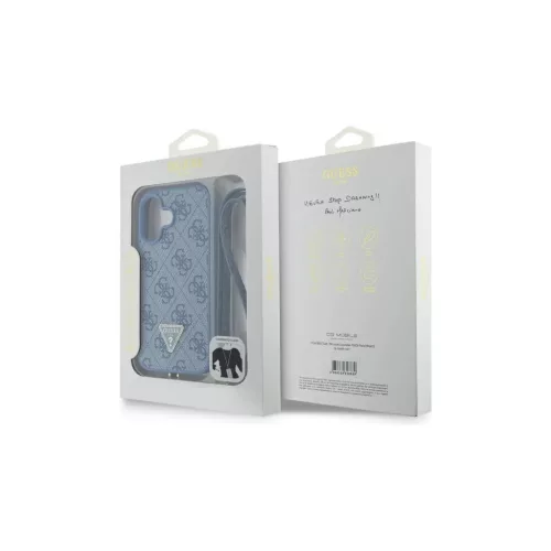 Guess GUHCP16SP4TDSCPB iPhone 16 6.1" készülékhez kemény tok Leather Metal Logo Strass Crossbody kék