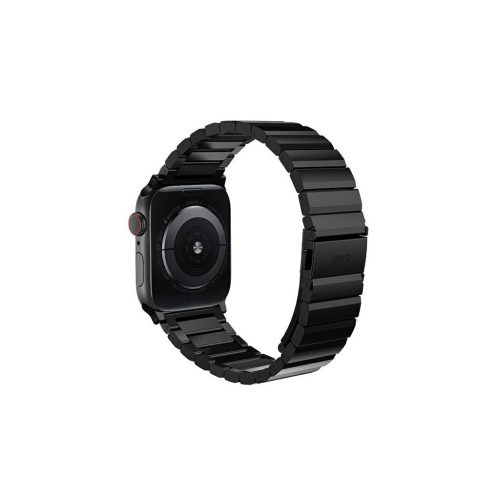 UNIQ Strova Strap Apple Watch 42/44/45 mm Series 4/5/6/7/SE készülékhez rozsdamentes acél éjfekete