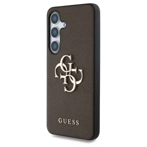 Tok Guess Grained Big 4G Logo Small Classic Logo Samsung Galaxy S25 Plus készülékhez barna