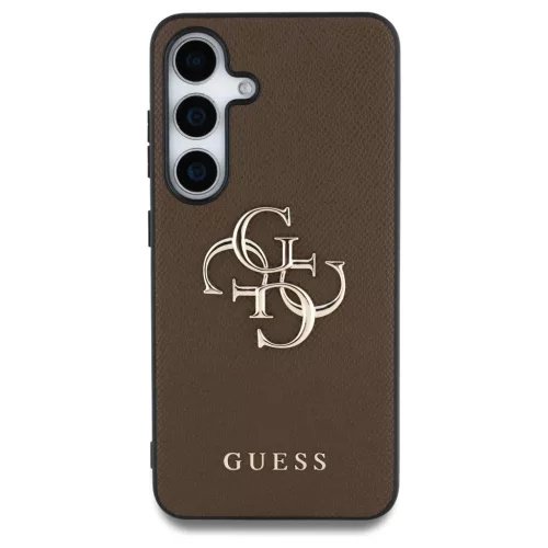 Tok Guess Grained Big 4G Logo Small Classic Logo Samsung Galaxy S25 Plus készülékhez barna