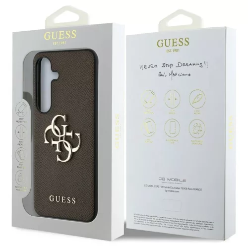 Tok Guess Grained Big 4G Logo Small Classic Logo Samsung Galaxy S25 Plus készülékhez barna
