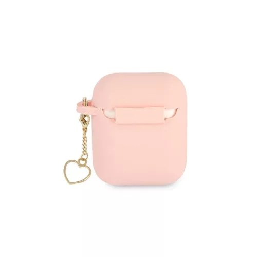 Guess GUA2LSCHSP AirPods készülékhez tok Silicone Charm Heart Collection rózsaszín