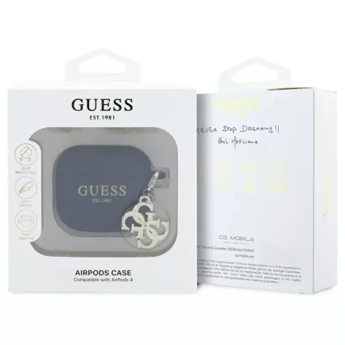 Guess GUA4LECG4K AirPods 4 készülékhez tok szilikon 4G Charm fekete