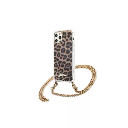 Guess GUHCP12LKCLEO iPhone 12 Pro Max készülékhez Leopard kemény tok, arany pánt