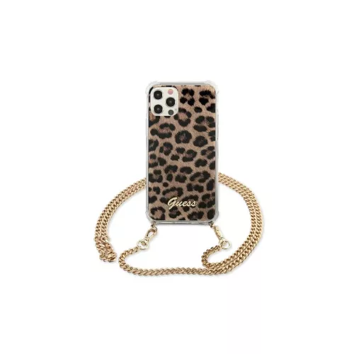 Guess GUHCP12LKCLEO iPhone 12 Pro Max készülékhez Leopard kemény tok, arany pánt