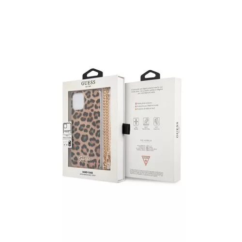 Guess GUHCP12LKCLEO iPhone 12 Pro Max készülékhez Leopard kemény tok, arany pánt