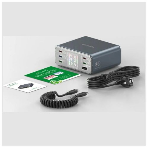 Töltőállomás 4smarts asztali töltő Lucid GaN DIY 360W 5xUSB-C 1xUSB-A szürke