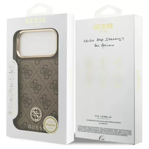 Guess 4G Strass Logo MagSafe tok iPhone 17 Pro Max készülékhez barna