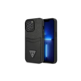  Guess GUHCP13LPSATPK iPhone 13 Pro / 13 6,1 készülékhez SaffianoTriangle Logo Cardslot tok fekete