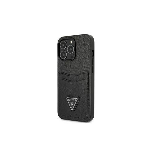 Guess GUHCP13LPSATPK iPhone 13 Pro / 13 6,1 készülékhez SaffianoTriangle Logo Cardslot tok fekete
