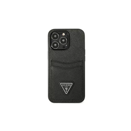 Guess GUHCP13LPSATPK iPhone 13 Pro / 13 6,1 készülékhez SaffianoTriangle Logo Cardslot tok fekete