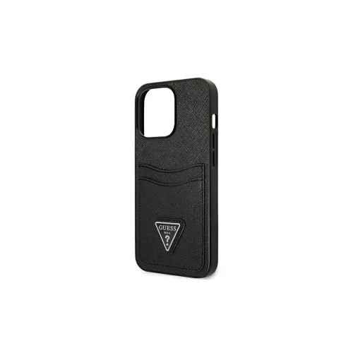 Guess GUHCP13LPSATPK iPhone 13 Pro / 13 6,1 készülékhez SaffianoTriangle Logo Cardslot tok fekete