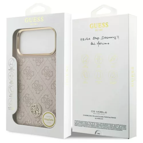 Guess 4G Strass Logo MagSafe tok iPhone 17 Pro Max készülékhez rózsaszín