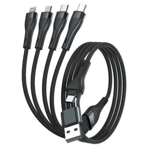 USB-C/USB-A kábel 4smarts 4w1 1.2m fekete