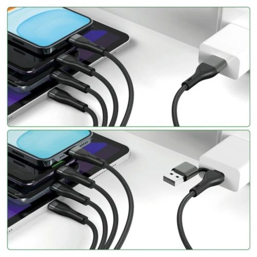 USB-C/USB-A kábel 4smarts 4w1 1.2m fekete