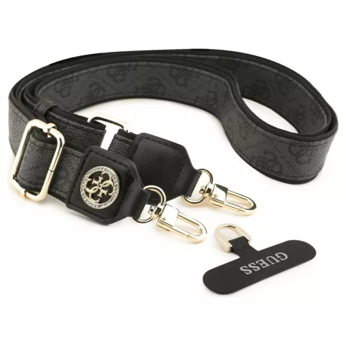 Univerzális kulcstartó pánt Guess CBDY 4G Tether Patch Strass Metal Logo fekete