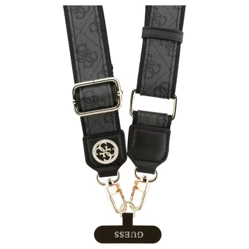 Univerzális kulcstartó pánt Guess CBDY 4G Tether Patch Strass Metal Logo fekete