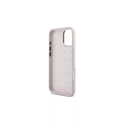 Guess GUHCP16SSMBSLP iPhone 16 6.1" készülékhez kemény tok Silicone Script Metal Logo & Frame rózsaszín