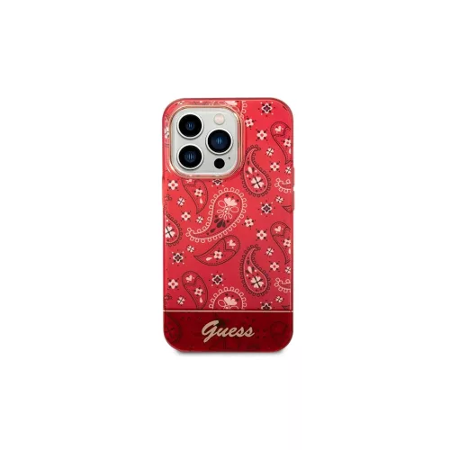 Guess GUHCP14XHGBNHR iPhone 14 Pro Max 6,7 készülékhez keménytok piros Bandana Paisley